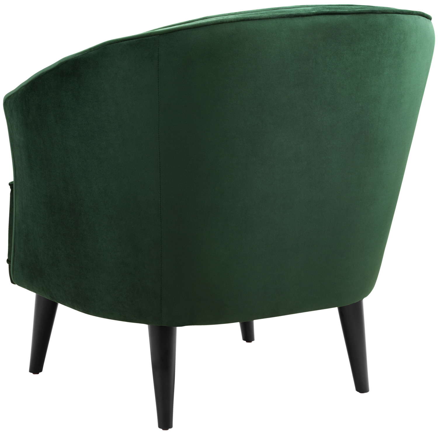 Fotoliu de relaxare VEGA Garbo, Invelmantor de catifea verde brad, picioare din lemn de fag lakerat negru, interior cu matlasare, 86x75x84 cm