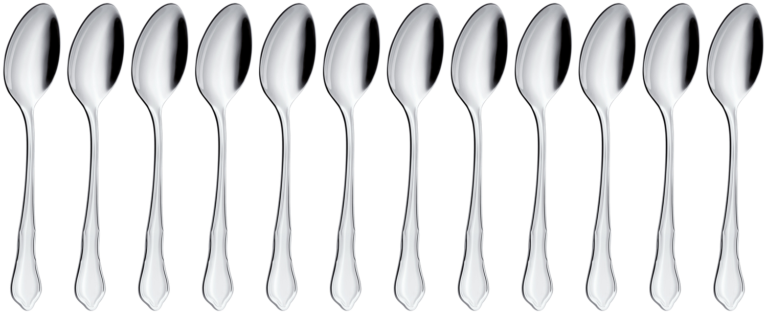 VEGA Chippendale Coffee Spoon, 18/10 Chrome-Nickel Stainless Steel, Mirror Polished, Silver, 14.3 cm