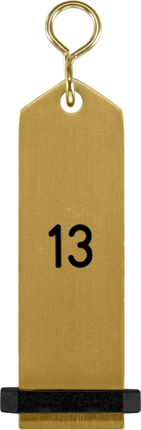 PULSIVA LUSINI Solutions GmbH Key ring Bumerang with number embossing Schlüsselanhänger Bumerang mit Ziffernprägung Key ring Bumerang with number embossing; 10x3 cm (LxW); golden; embossing 13 Schlüsselanhänger Bumerang mit Ziffernprägung; 10x3 cm (LxB); gold; Prägung 13 Key ring made of anodized aluminum, thus particularly durable. With fixed rubber ring. The numbers 1-20 are embossed. Do you still want text or logo on the keychain, however, we will gladly take over the engraving for you. Our customer service will be happy to advise you and make you an individual offer. Der Schlüsselanhänger besteht aus eloxiertem Aluminium mit festsitzendem Gummischonring. Lieferung mit Gravur, Ziffern 1-20 sind möglich. Individuelle Texte/Logos über den Kundenservice möglich. Passenden Ersatzschonring gleich mitbestellen.