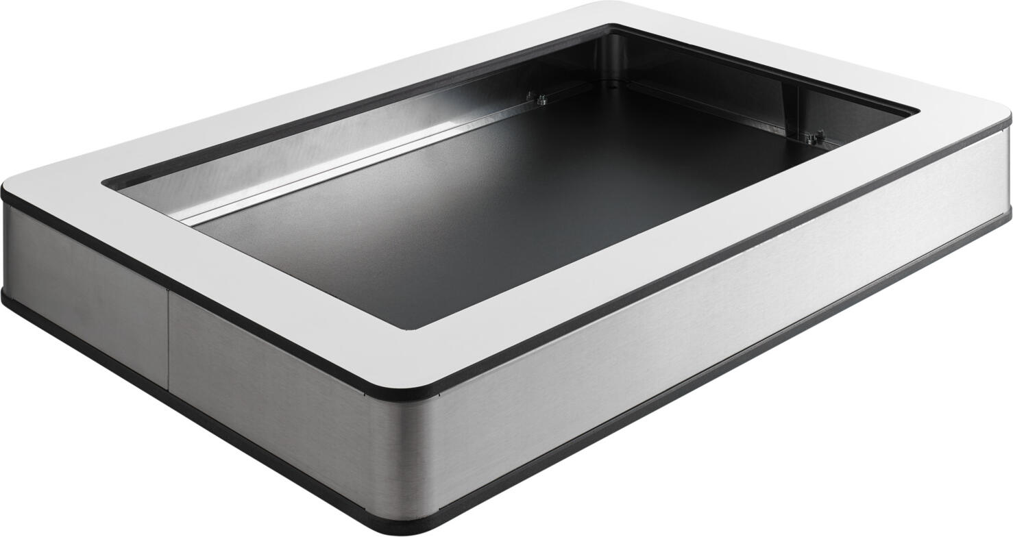 Vitrină pentru bufet VEGA Fundale GN 1/1, Oțel Inoxidabil 18/10 Periat, Capac Rulant Tritan, Placă Prezentare Melamină, 63 x 42.5 x 27.4 cm
