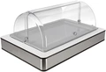 Vitrină pentru bufet VEGA Fundale GN 1/1, Oțel Inoxidabil 18/10 Periat, Capac Rulant Tritan, Placă Prezentare Melamină, 63 x 42.5 x 27.4 cm