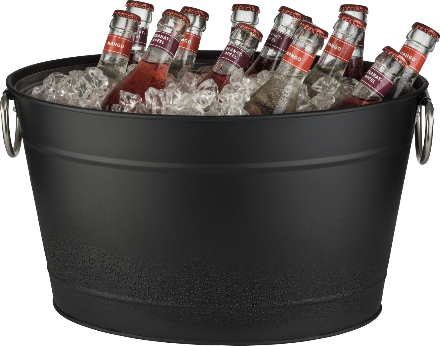 APS TIN Galvanised Metal Drinks Tub with PVC Insert, 11L Capacity, 40x28x22 cm, Black, Stackable Beverage Cooler for Gastronomy and Events