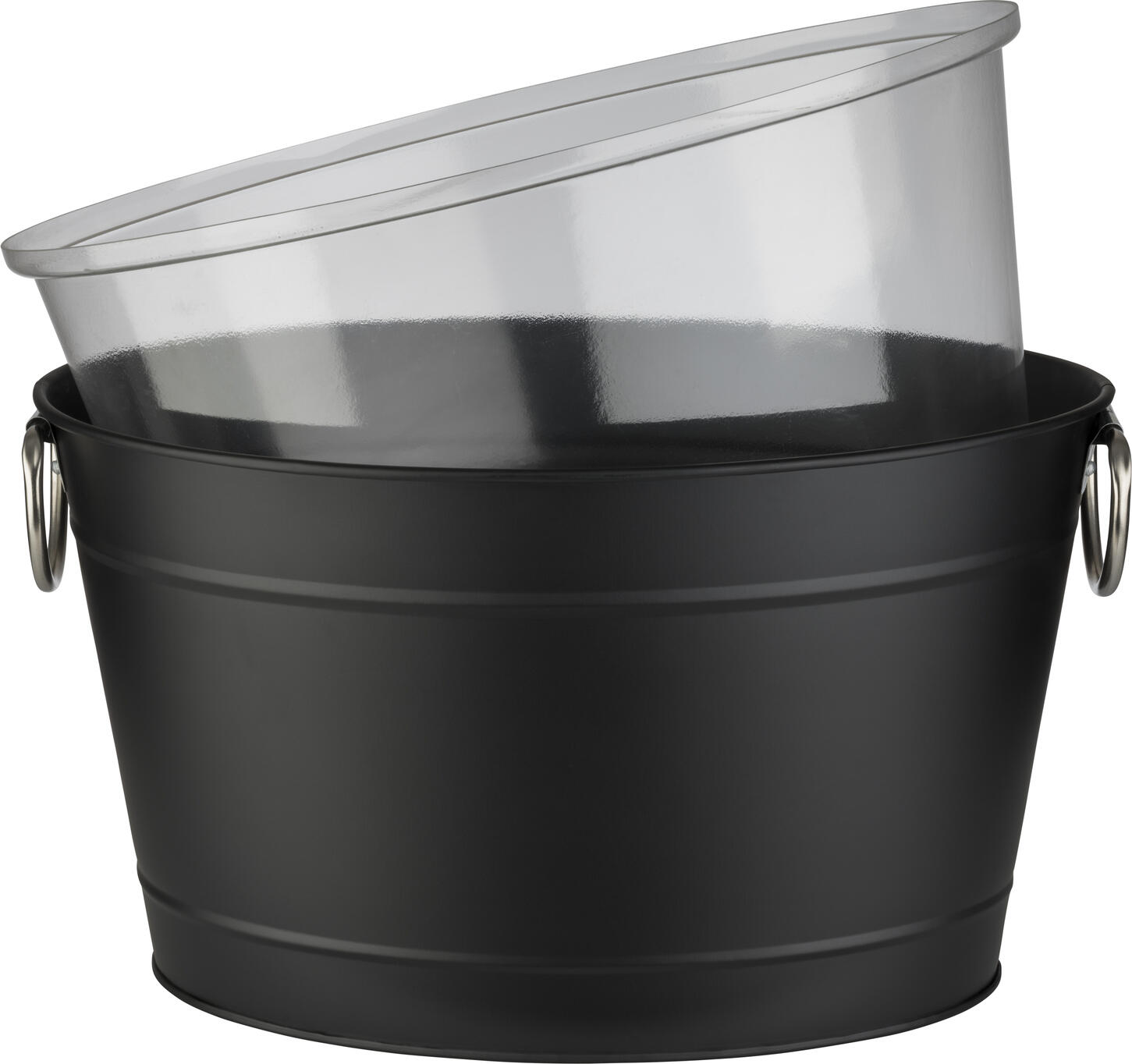 APS TIN Galvanised Metal Drinks Tub with PVC Insert, 11L Capacity, 40x28x22 cm, Black, Stackable Beverage Cooler for Gastronomy and Events