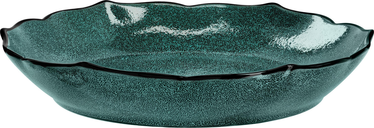 VEGA Plate Antiqus deep 172978 Porcelain Round Plate, Teal Petrol, Glossy Finish, Classic Vintage Style, 4 pieces, 24 cm Diameter, 1000 ml Capacity, Dishwasher and Microwave Safe