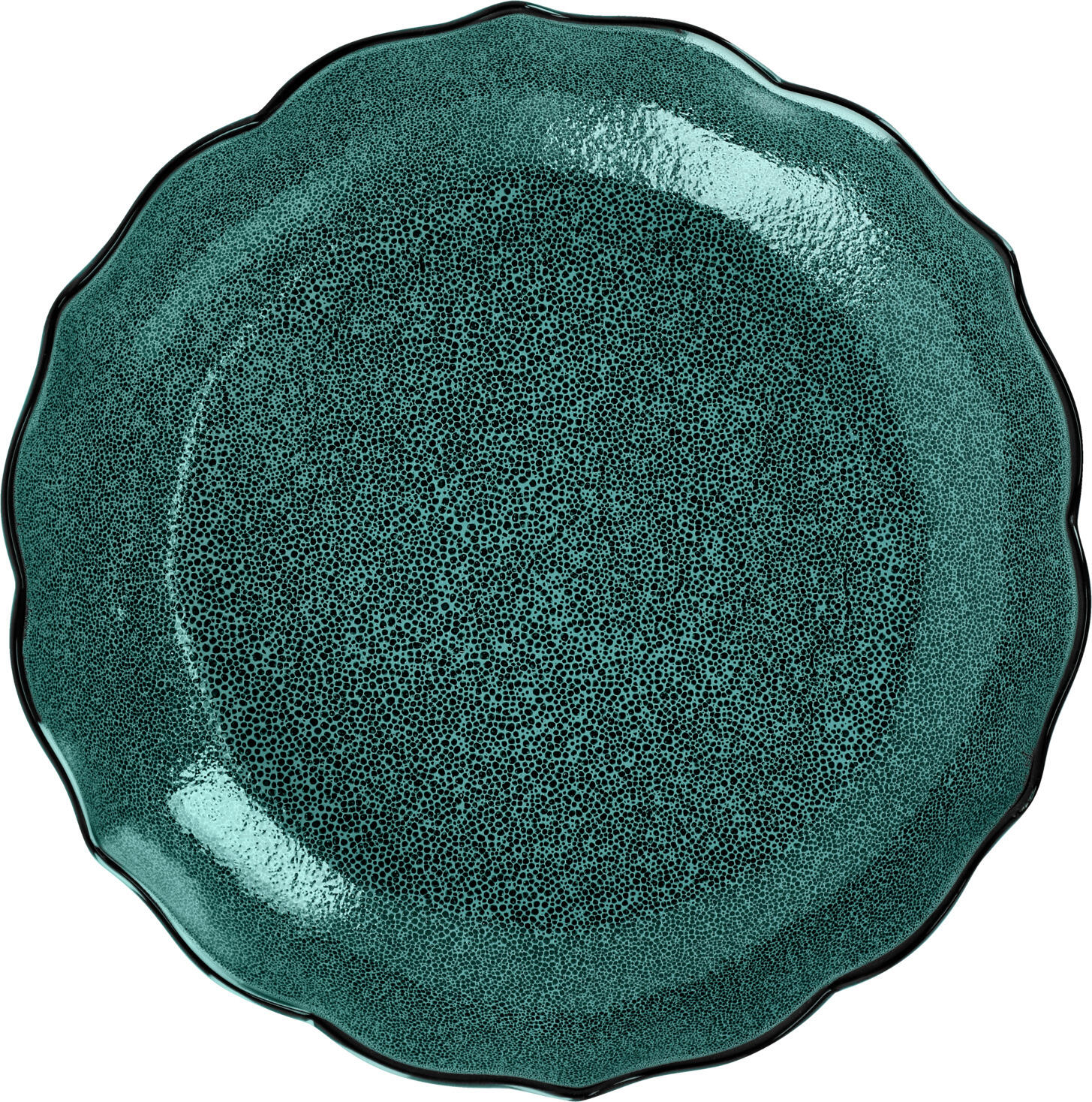 VEGA Plate Antiqus deep 172978 Porcelain Round Plate, Teal Petrol, Glossy Finish, Classic Vintage Style, 4 pieces, 24 cm Diameter, 1000 ml Capacity, Dishwasher and Microwave Safe