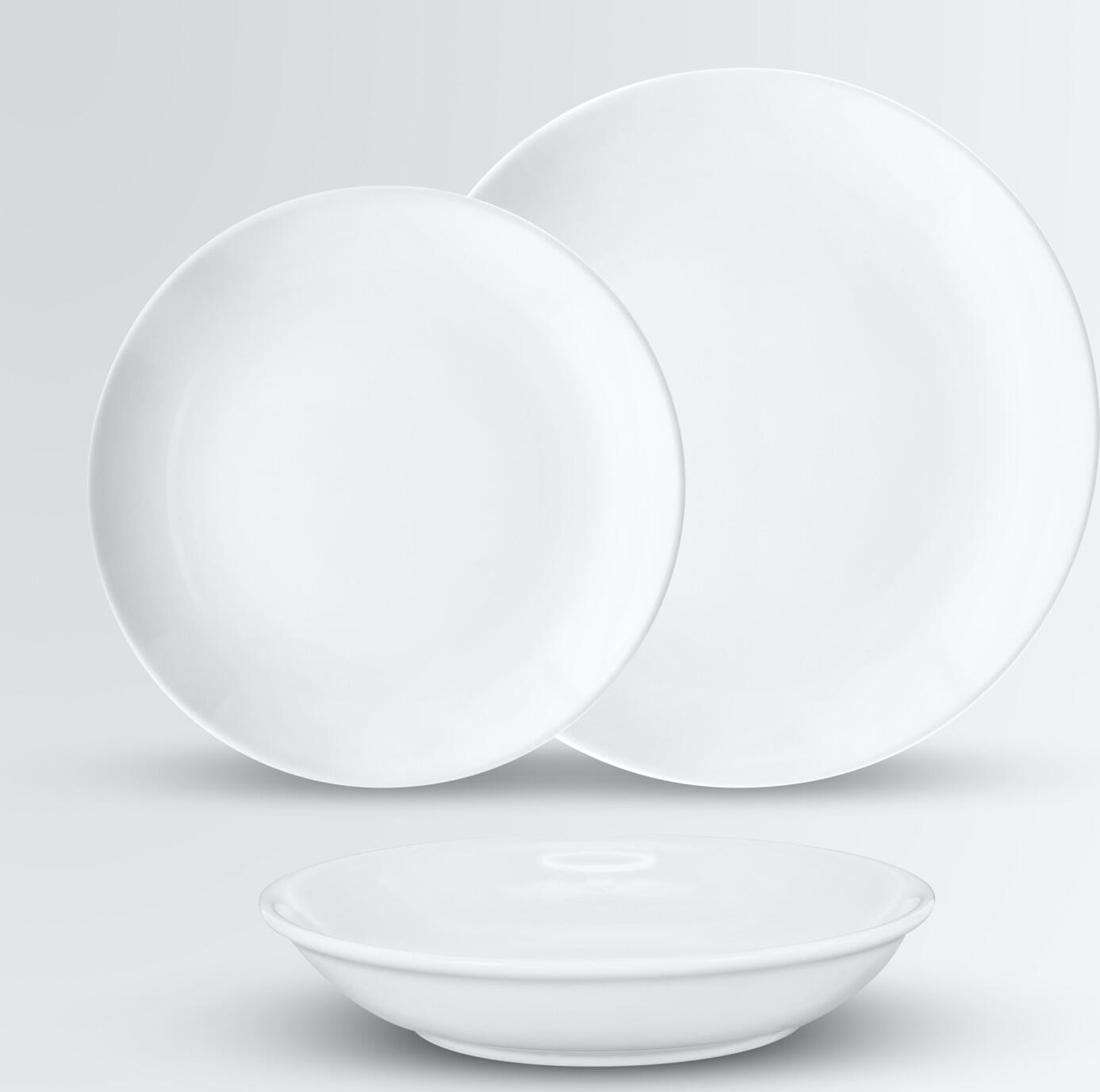 VEGA Ponta Flat Plate, 27.5 cm White High-Quality Porcelain, Round Reinforced Rim, Dishwasher and Microwave Safe