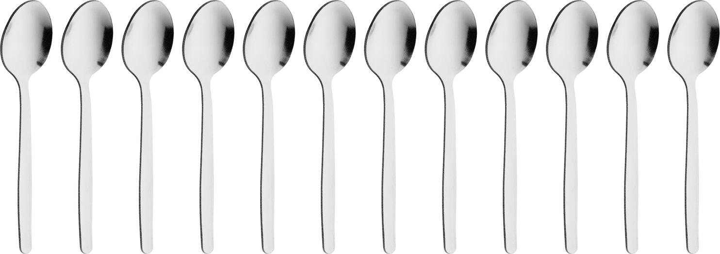 Pulsiva Basic Mocha Espresso Spoon, 18/0 Stainless Steel, Rustproof Matt Polished Silver, 10.5 cm, Dishwasher-safe Gastronomy Cutlery