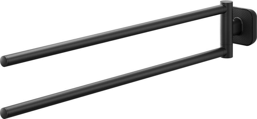 TIGER Coram B.V. Carv towel holder with 2 arms, black Carv Handtuchhalter mit 2-armig Schwarz Carv towel holder with 2 arms, black; 45.9x7.9x45.9 cm (LxHxD); black Carv Handtuchhalter mit 2-armig Schwarz; 45.9x7.9x45.9 cm (LxHxT); schwarz Carv is the embodiment of the word tactility. We had to look it up first. The trend is towards tactile materials, and Carv fits this trend perfectly. The movable arms create more space in your bathroom and allow your towels to dry better. Carv is a beautiful piece of design. Mounting material = stainless steel Product material = ABS (high quality plastic), Zamac (metal alloy) Carv ist die Verkörperung des Wortes Taktilität. Wir mussten das auch erst einmal nachschlagen. Der Trend geht zu taktilen Materialien, und Carv entspricht diesem Trend perfekt. Die beweglichen Arme schaffen mehr Platz in Ihrem Badezimmer und lassen Ihre Handtücher besser trocknen. Carv ist ein schönes Stück Design. Befestigungsmaterial = Edelstahl Material Produkt = ABS (Kunststoff, hochwertig), Zamac (Metalllegierung)