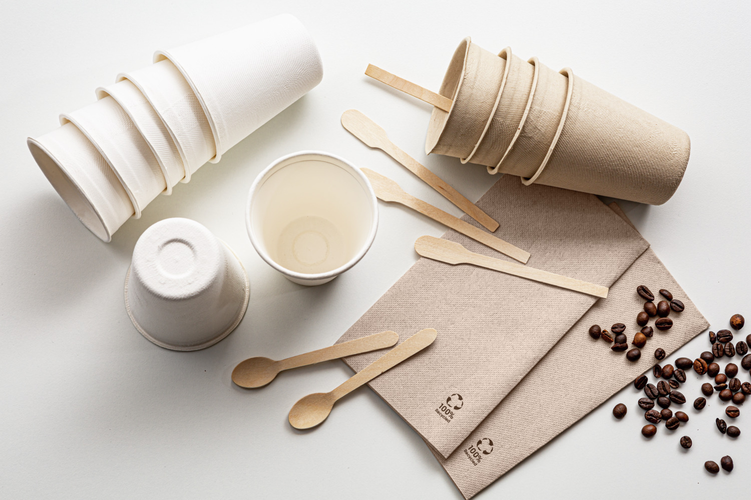 Garcia De Pou Feel Green Ecolabel Napkins 1/8 Fold, 100% Recycled Paper, 40x40 cm, Two-ply, Natural, Biodegradable and Compostable, 230.81