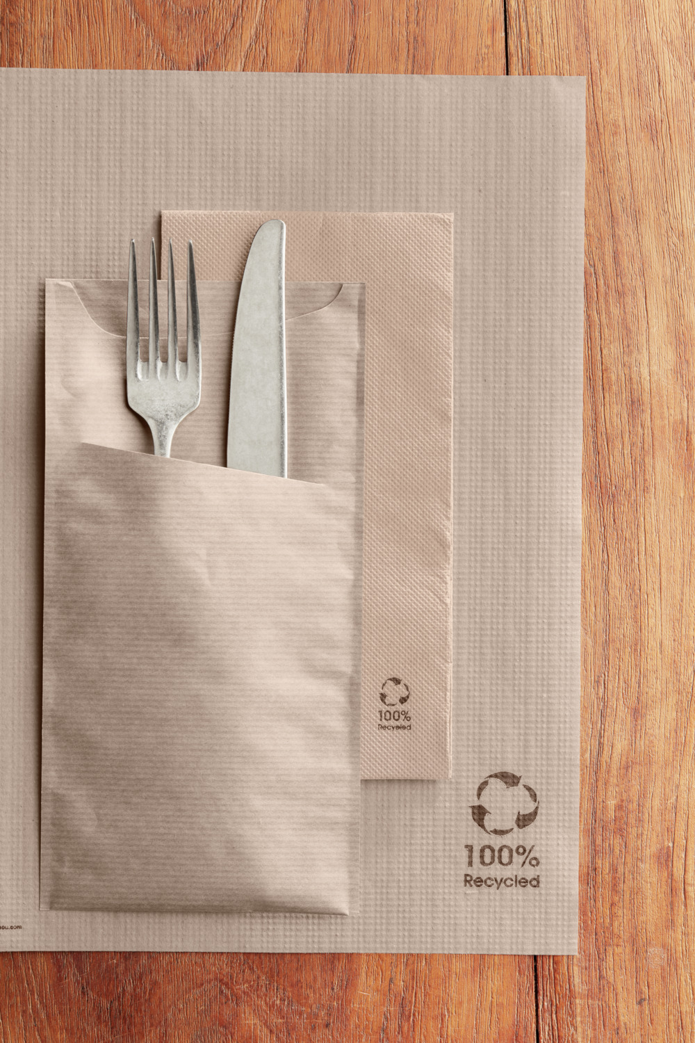 Garcia De Pou Feel Green Ecolabel Napkins 1/8 Fold, 100% Recycled Paper, 40x40 cm, Two-ply, Natural, Biodegradable and Compostable, 230.81