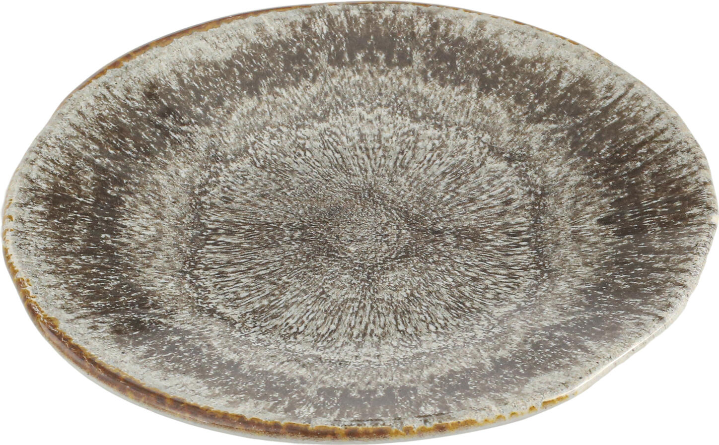 Porland Iris Flat Plate, Matt Glazed Stoneware, Irregular Rim, Round 22.5 cm, Grey/Brown, Dishwasher and Microwave Safe
