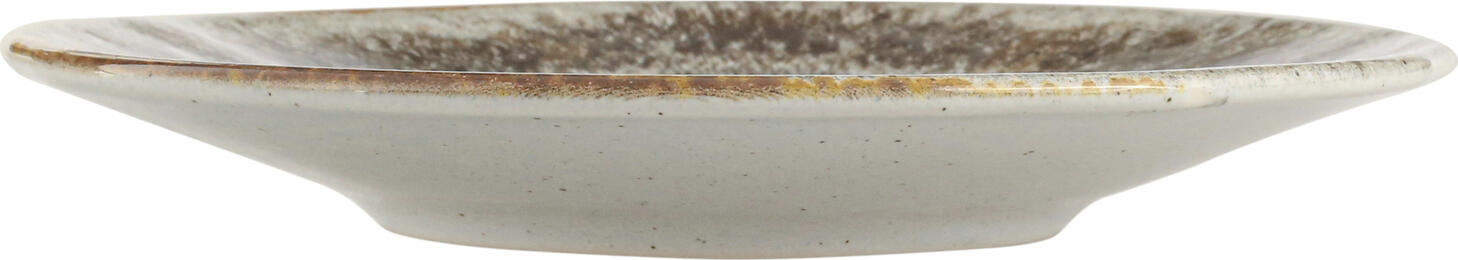 Porland Iris Flat Plate, Matt Glazed Stoneware, Irregular Rim, Round 22.5 cm, Grey/Brown, Dishwasher and Microwave Safe