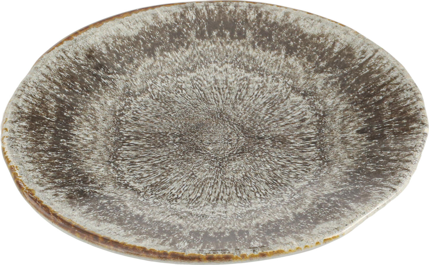 Porland Iris Flat Plate, 30 cm Round Stoneware Dinner Plate, Matt Glaze, Irregular Rim, Grey/Brown, Dishwasher and Microwave Safe