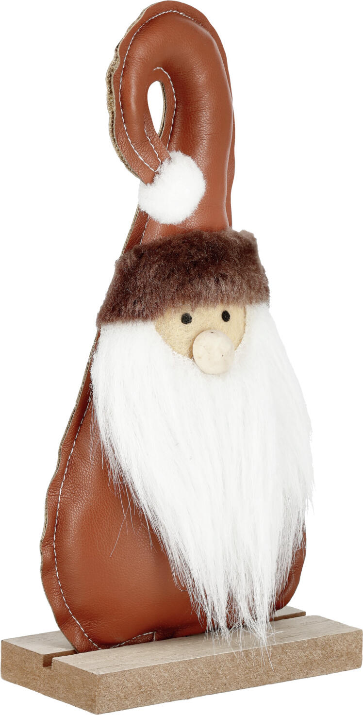unknown LUSINI Solutions GmbH Gonk decoration Afrim Wichtel Afrim Gonk decoration Afrim; 10x5x21 cm (LxWxH); brown/white/natural Wichtel Afrim; 10x5x21 cm (LxBxH); braun/weiß/natur Gonk decoration made of imitation leather, textiles and wood. Wichtelaufsteller aus Kunstleder, Textilien und Holz.