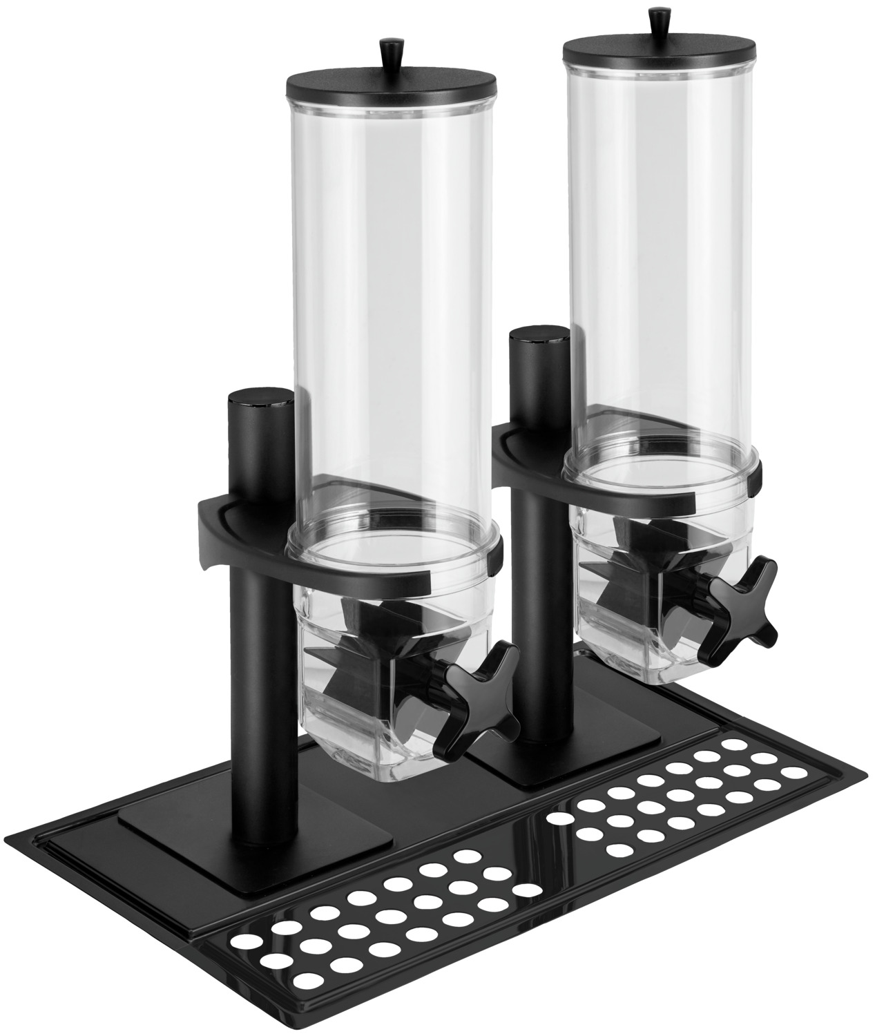 Dispensator dublu de musli si cereale VEGA Fundale, 2 containere Tritan de 4L, baza din otel inoxidabil 18/10 periat GN 1/1, echipament catering profesional