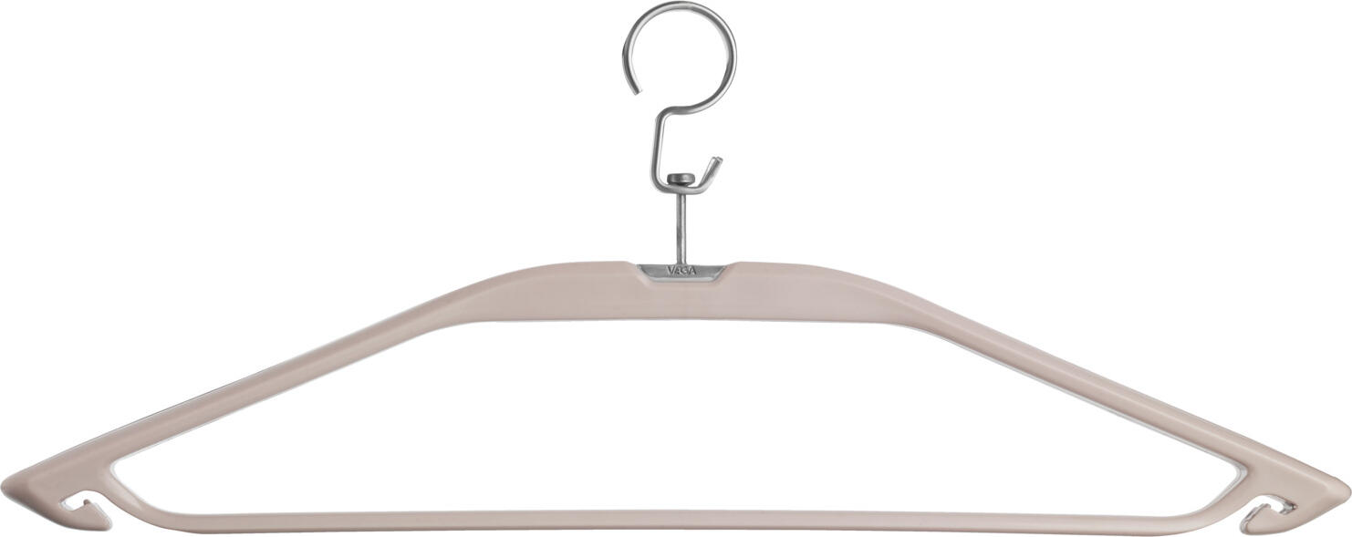 PULSIVA Percio Anti-theft Coat Hanger with Integrated Trouser Bar and Skirt Hooks, Plastic and Metal, 45.5 x 17.9 cm, Taupe