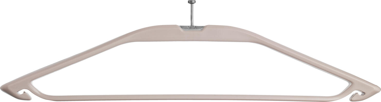 PULSIVA LUSINI Solutions GmbH Hanger Percio with anti-theft device Kleiderbügel Percio für Diebstahlsicherung Hanger Percio with anti-theft device; 45.5x17.9 cm (LxH); taupe; 12 piece / pack Kleiderbügel Percio für Diebstahlsicherung; 45.5x17.9 cm (LxH); taupe; 12 Stück / Pack High-quality Percio anti-theft coat hanger made of plastic and metal holder. Versatile and visually appealing. The coat hanger has a trouser bar and two hooks for conveniently hanging skirts. The contact surface of the shoulder section is 3 cm. The silver-colored holder for hanging hooks measures Ø 32 mm. Order the anti-theft device - which also serves as a hanging hook - at the same time. Hochwertiger Kleiderbügel Percio für Diebstahlsicherung aus Kunststoff und Halterung aus Metall. Vielseitig einsetzbar und optisch ansprechend. Der Kleiderbügel verfügt über einen Hosensteg sowie zwei Haken zum komfortablen Aufhängen von Röcken. Die Auflagefläche der Schulterpartie beträgt 3 cm. Der silberfarbene Halterung für Aufhängehaken misst Ø 32 mm. Diebstahlsicherung -der auch als Aufhängehaken dient- gleich mitbestellen.