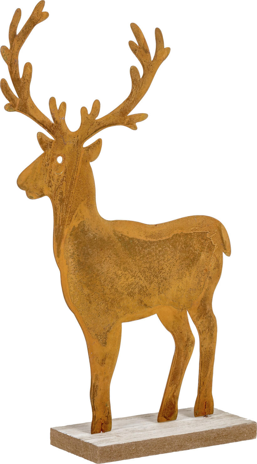 unknown LUSINI Solutions GmbH Deer decoration Agan Dekohirsch Agan Deer decoration Agan; 19.5x6x31 cm (LxWxH); brown/natural Dekohirsch Agan; 19.5x6x31 cm (LxBxH); braun/natur Decoration made of metal and wood in a rusted look. Aufsteller aus Metall und Holz in Rostoptik.