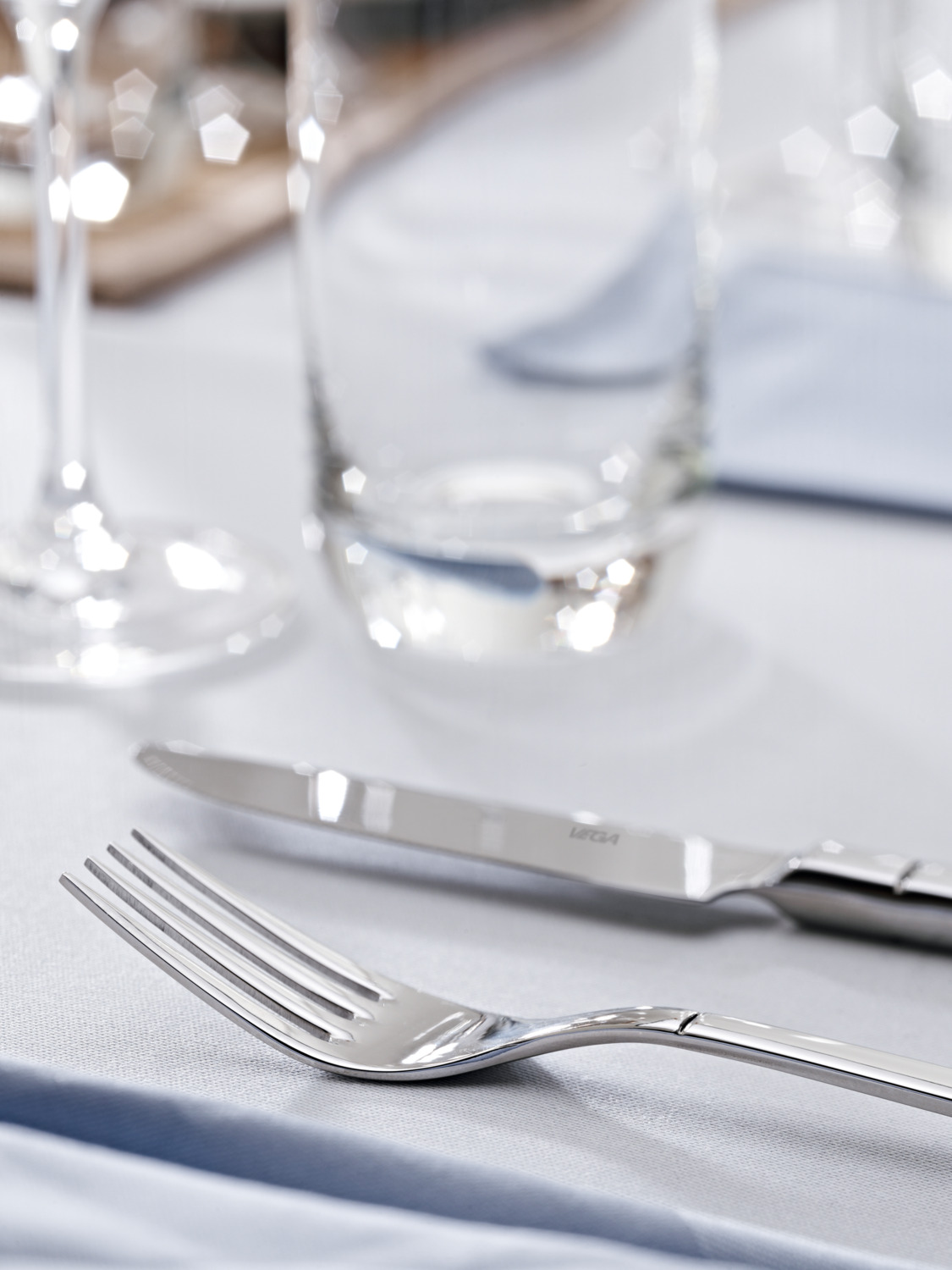VEGA Luano Table Knife, 13/0 Chrome Stainless Steel, Mirror Polished, 22.2 cm, Dishwasher Safe, Silver
