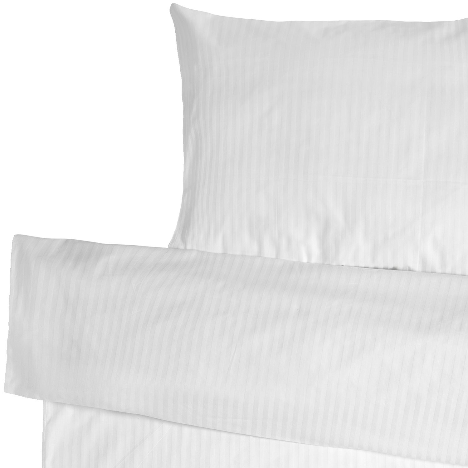 ERWIN M. LUSINI Venedig Bedding Set, 100% Cotton Damask Stripe, 180 TC, Hotel Closure, White, 140x200 cm Duvet Cover, 70x90 cm Pillowcase, OEKO-TEX Standard 100