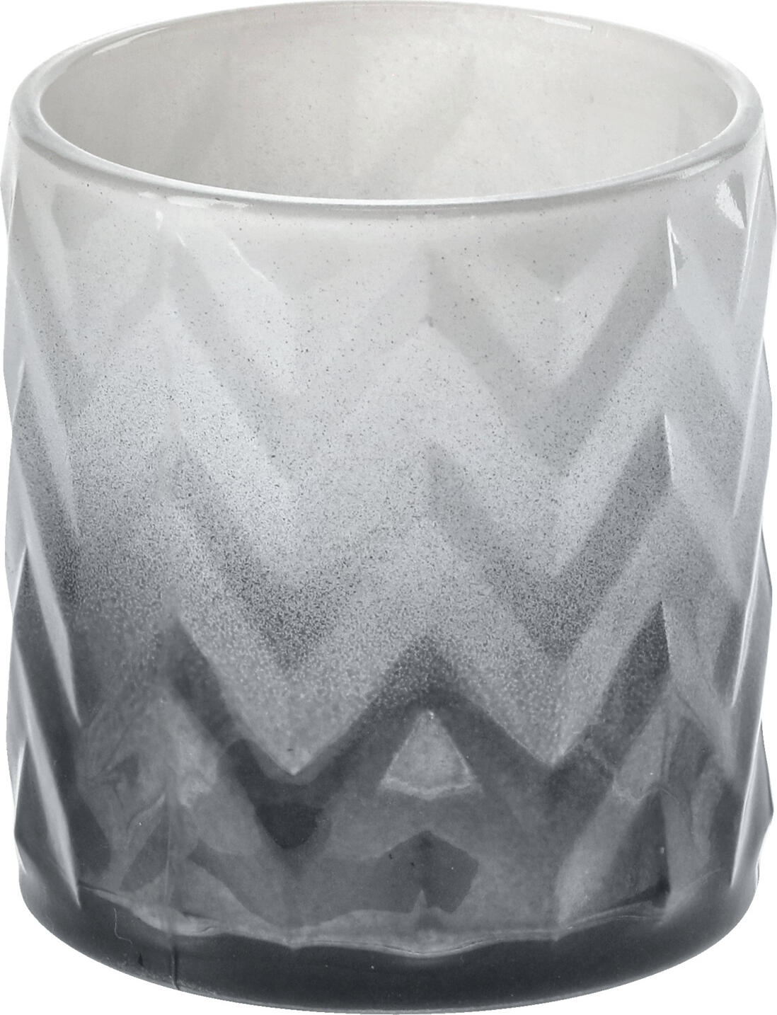 unknown LUSINI Solutions GmbH Tealight holder Amaya Teelichthalter Amaya Tealight holder Amaya; 7x8 cm (ØxH); anthracite/white; 2 piece / pack Teelichthalter Amaya; 7x8 cm (ØxH); anthrazit/weiß; 2 Stück / Pack Tealight holder made of lacquered glass with elegant color gradient and relief on the outside. Not suitable for dishwasher. Teelichthalter aus lackiertem Glas mit elegantem Farbverlauf und Relief an der Außenseite. Nicht spülmaschinenfest.