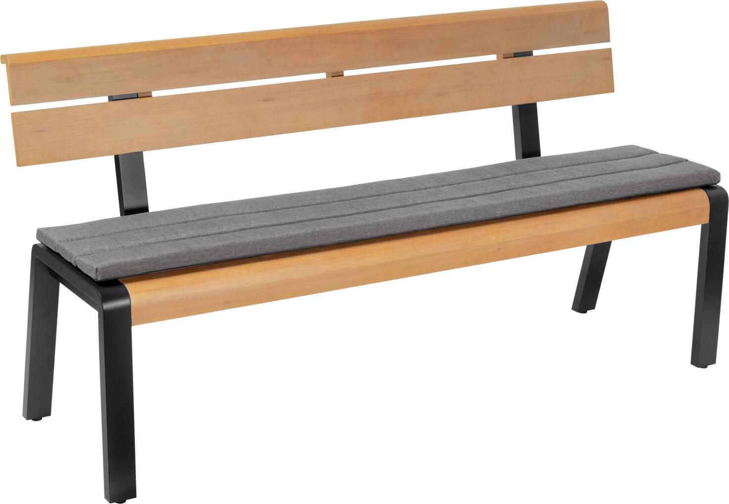 VEGA Listello Bench Pad, 34 x 152 x 4 cm, Anthracite, 100% Polyester with Polyurethane Foam Filling, Two Fastening Straps