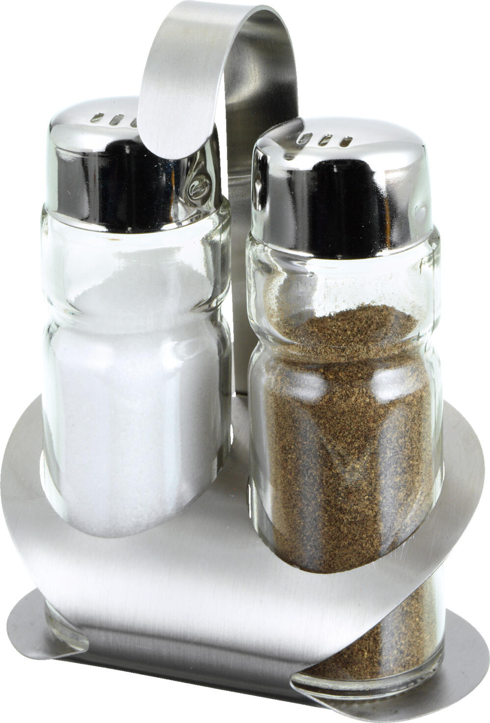 PULSIVA LUSINI Solutions GmbH Salt and pepper set Battuda Salz- & Pfeffer-Menage Battuda Salt and pepper set Battuda; 50 ml, 8.5x12x6 cm (WxHxD); silver/transparent; 6 set / pack Salz- & Pfeffer-Menage Battuda; 50 ml, 8.5x12x6 cm (BxHxT); silber/transparent; 6 Set(s) / Pack Salt/pepper shaker made of glass and stainless steel frame 18/0. Suitable for dishwasher. Salz- / Pfefferstreuer aus Glas und Edelstahlgestell 18/0, rostfrei. Spülmaschinengeeignet.