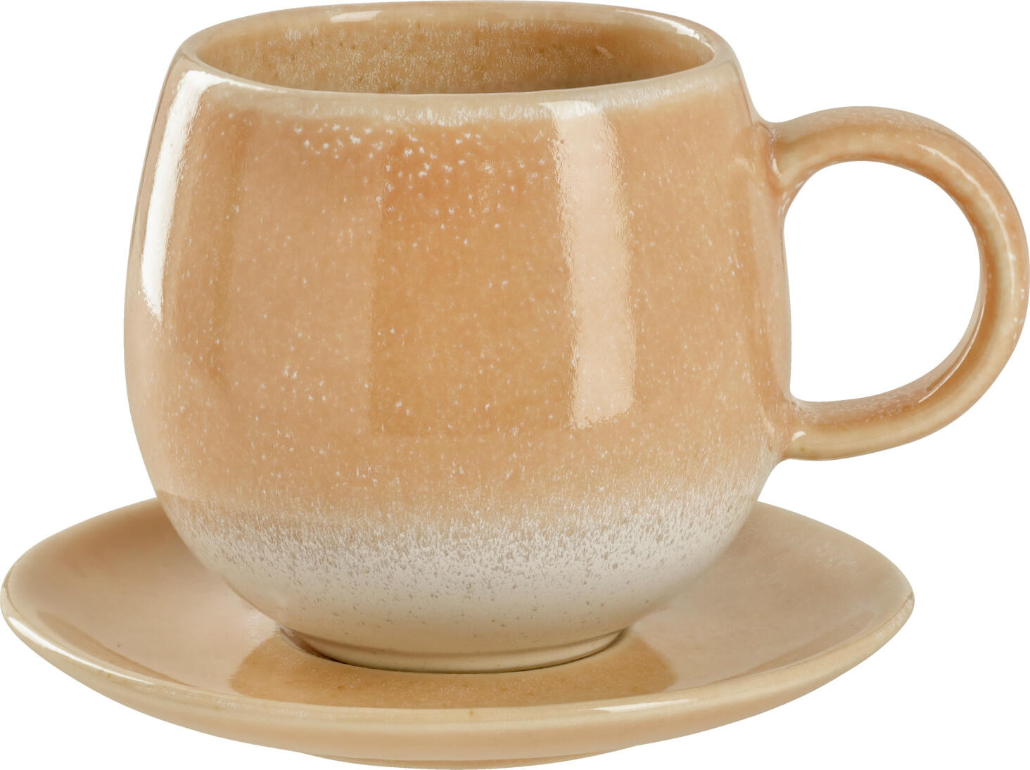 Ceasca de cafea VEGA Cascais, 300 ml, Porcelana colorata, Gradient Apricot cu pete, Sigura pentru masina de spalat vase si cuptor cu microunde, Set de 6
