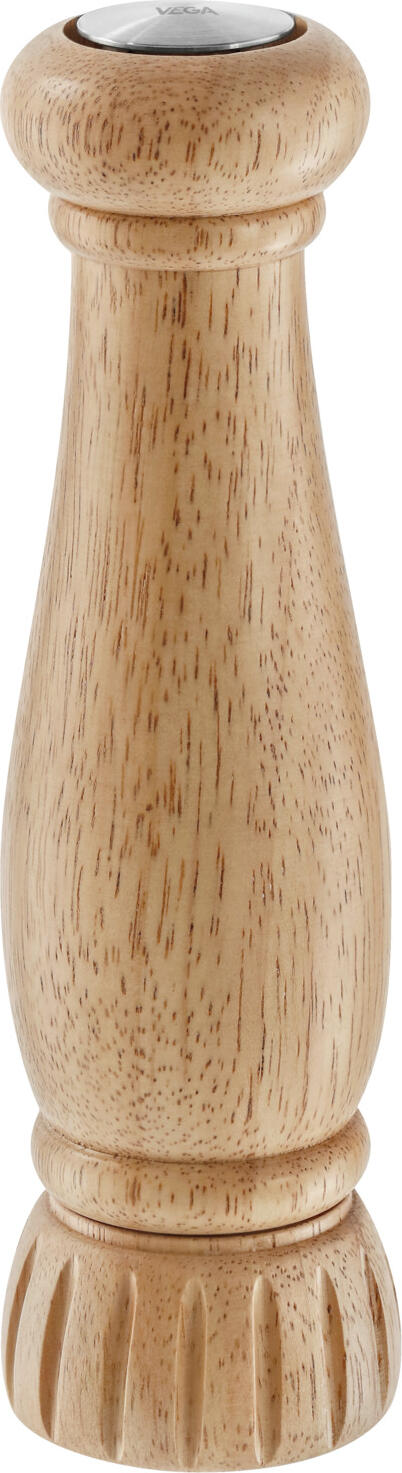 VEGA LUSINI Solutions GmbH Pepper mill Cesano Pfeffermühle Cesano Pepper mill Cesano; 6.1x22 cm (ØxH); natural Pfeffermühle Cesano; 6.1x22 cm (ØxH); natur Wooden mill made of real wood. VEGA design. High quality ceramic on the top, with a stainless steel sheet cap as a screen. Upside-down technology avoids salt crumbs on the table. Holzmühle aus Echtholz. VEGA Eigendesign. Hochwertiges Keramik an der Oberseite, mit einer Edelstahlblechkappe als Blende. Durch die Upside-Down-Technologie vermeidet man Salzkrümel auf dem Tisch.