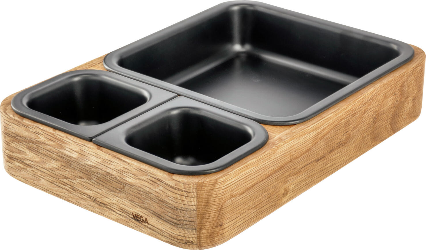 Bol Impartit VEGA Fenra, Lemn de Stejar si Melamină, 29.5 x 20 x 6.15 cm, Bol de Servire Stivuibil