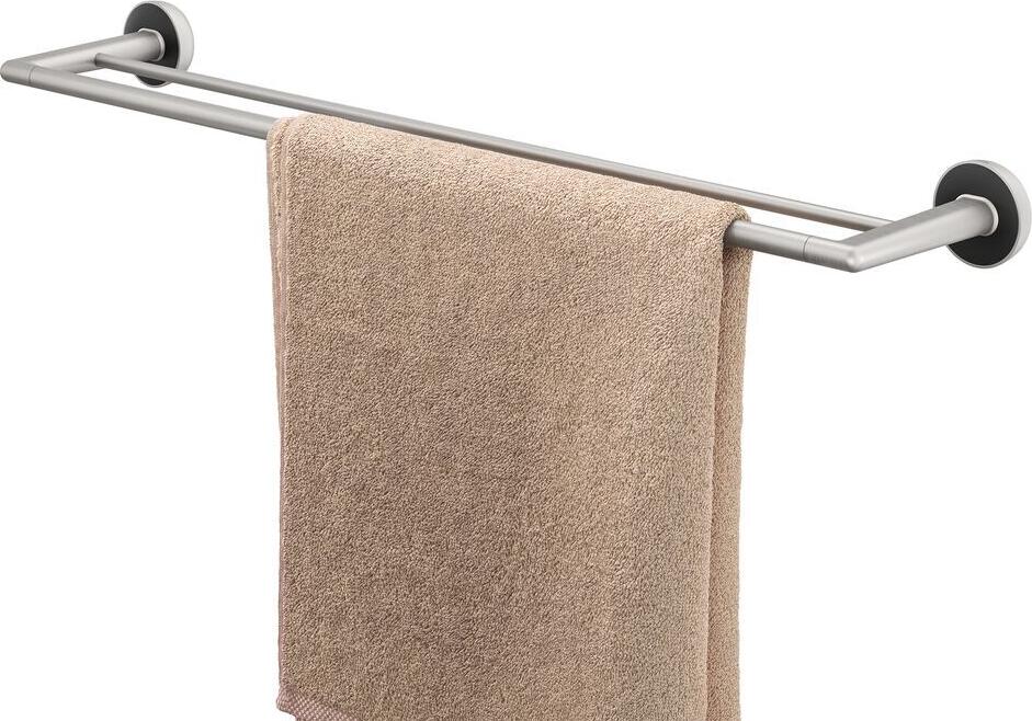TIGER Cooper Double Towel Holder, Brushed Stainless Steel, Zamac and ABS, 652mm Length, Compatible with TigerFix Drill-Free Mounting