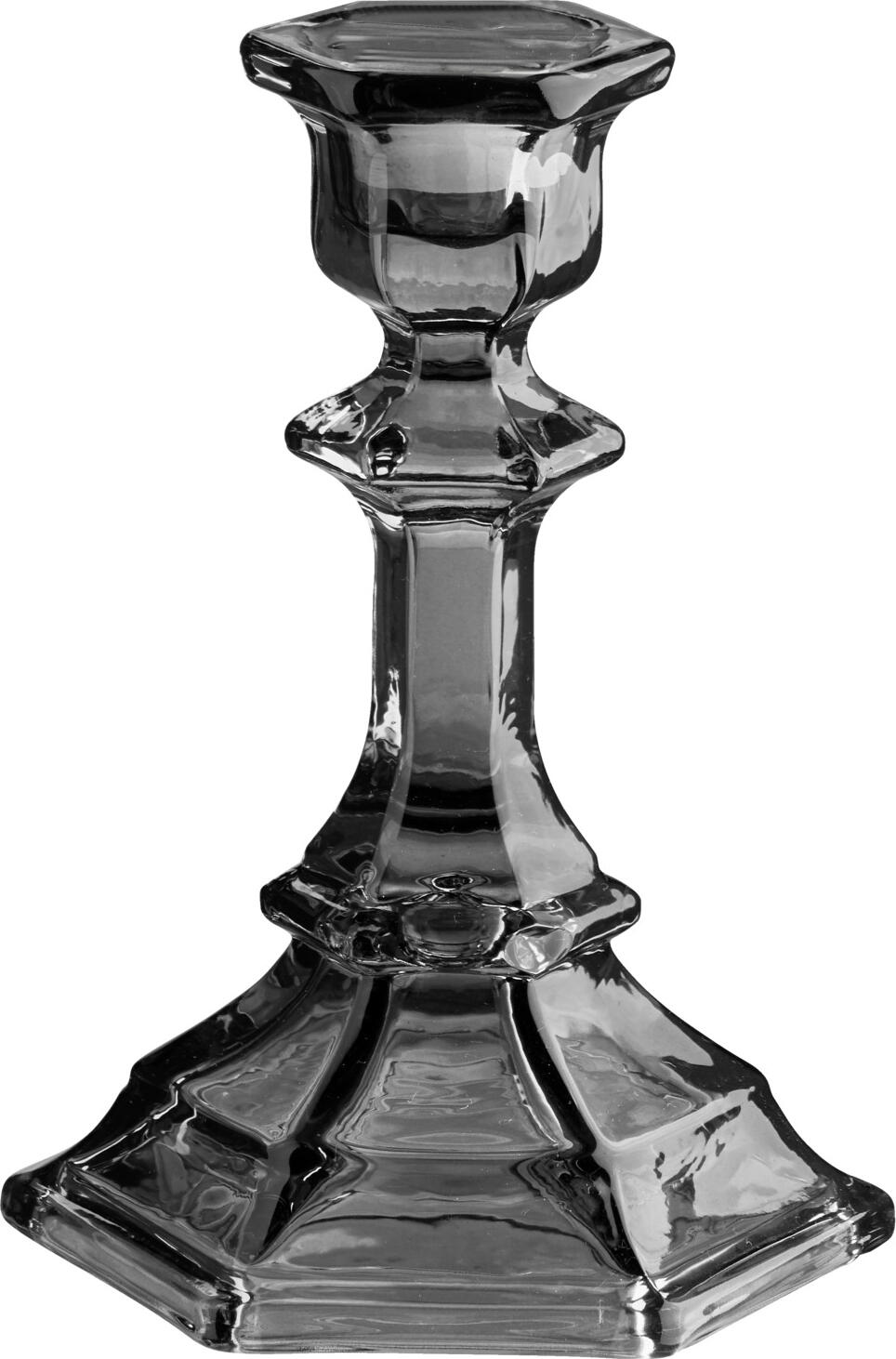 unknown LUSINI Solutions GmbH Candlestick Fiella Kerzenhalter Fiella Candlestick Fiella; 5x14.8 cm (ØxH); grey; 6 piece / pack Kerzenhalter Fiella; 5x14.8 cm (ØxH); grau; 6 Stück / Pack Candlestick in beautiful baroque shape. With large foot for a high stability. Suitable for taper candles Chandel. Kerzenständer in schöner Barock-Form. Mit großem Fuß für eine hohe Standsicherheit. Für Spitzkerzen Chandel geeignet. Material: durchgefärbtes Glas. Spülmaschinenfest!