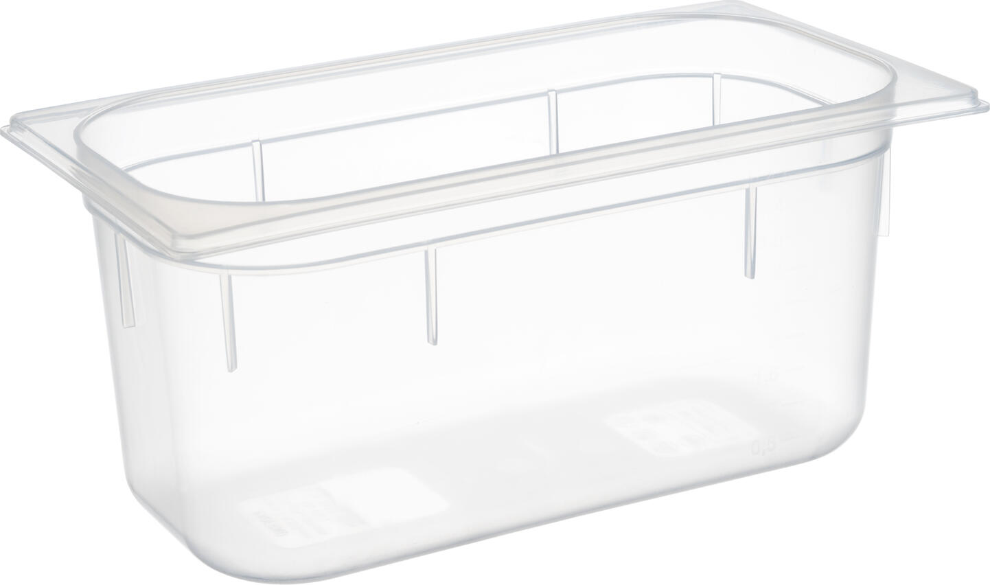 APS Assheuer + Pott GmbH & Co. KG GN 1/3 container, 32.5 x 17.6 cm, depth: 150 mm GN 1/3 Behälter 32,5 x 17,6 cm, Tiefe: 150 mm GN 1/3 container, 32.5 x 17.6 cm, depth: 150 mm; size GN 1/3, 5.3 l, 32.5x17.6x15 cm (LxWxD); transparent GN 1/3 Behälter 32,5 x 17,6 cm, Tiefe: 150 mm; Größe GN 1/3, 5.3 l, 32.5x17.6x15 cm (LxBxT); transparent GN 1/3 container, 32.5 x 17.6 cm, depth: 150 mm, polypropylene, 5.3 litres. Der GN Behälter ist eine vielseitige Lösung zum Vorbereiten, Aufbewahren, Transportieren und Präsentieren von Speisen in Gastronomie, Hotellerie, Catering und Gemeinschaftsverpflegung. Die bruchsichere Ausführung aus Polypropylen eignet sich zuverlässig für den täglichen Einsatz und unterstützt strukturierte Abläufe in Küche, Buffet und Speisenausgabe. Durch die GN-Kompatibilität lässt sich der Behälter flexibel kombinieren. * Material: Polypropylen * Passend für das GN-System * Zum Vorbereiten, Aufbewahren und Präsentieren von Speisen geeignet * Für Gastronomie, Hotellerie, Catering und Gemeinschaftsverpflegung geeignet * Bruchsichere Ausführung für den professionellen Alltag * Mikrowellengeeignet * Stapelbar und platzsparend lagerbar * Spülmaschinengeeignet