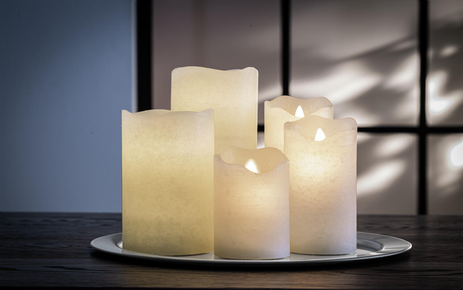 Vega Gardis LED Pillar Candle Real Wax Cream White 10cm x 15cm Flickering Wick Timer Function AA Battery Powered