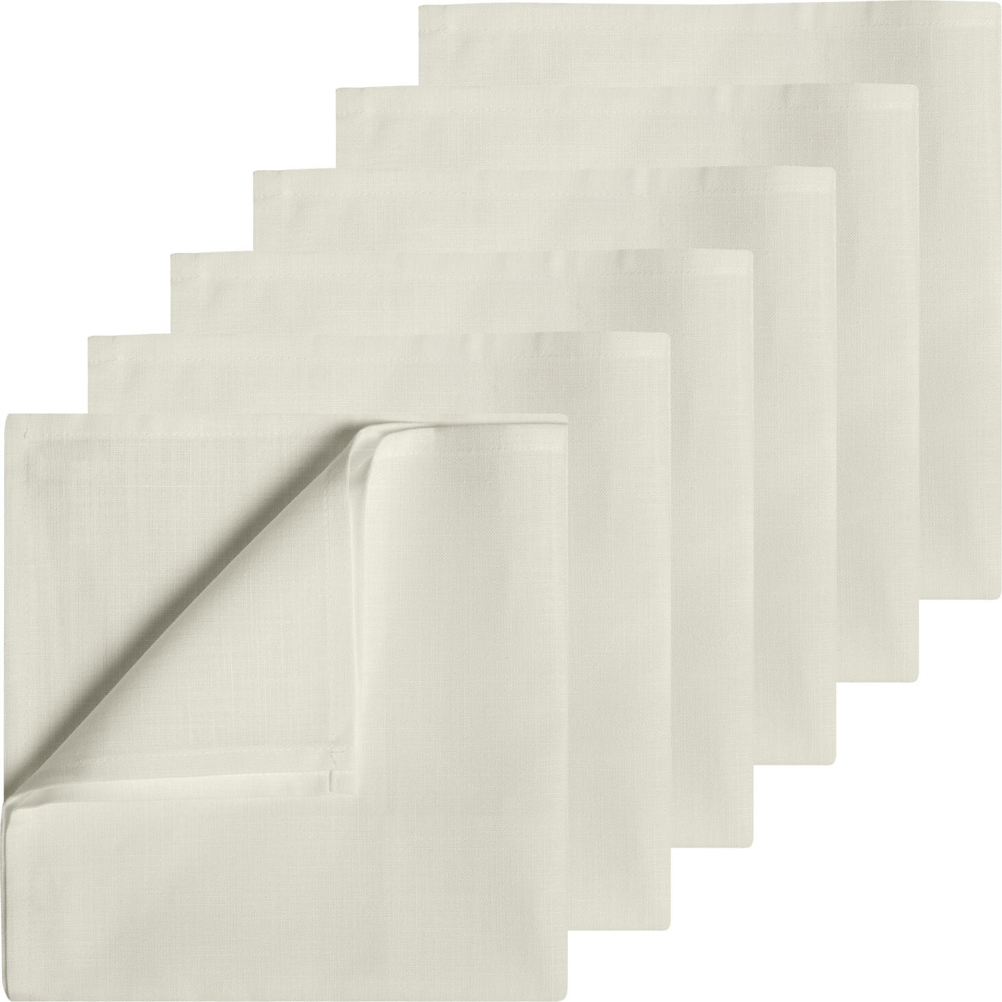Serviete din material Erwin M. Lusini Ledana, 50x50 cm, Amestec Poliester si In, Bej Natural, Certificare OEKO-TEX Standard 100, Set de 6 bucati