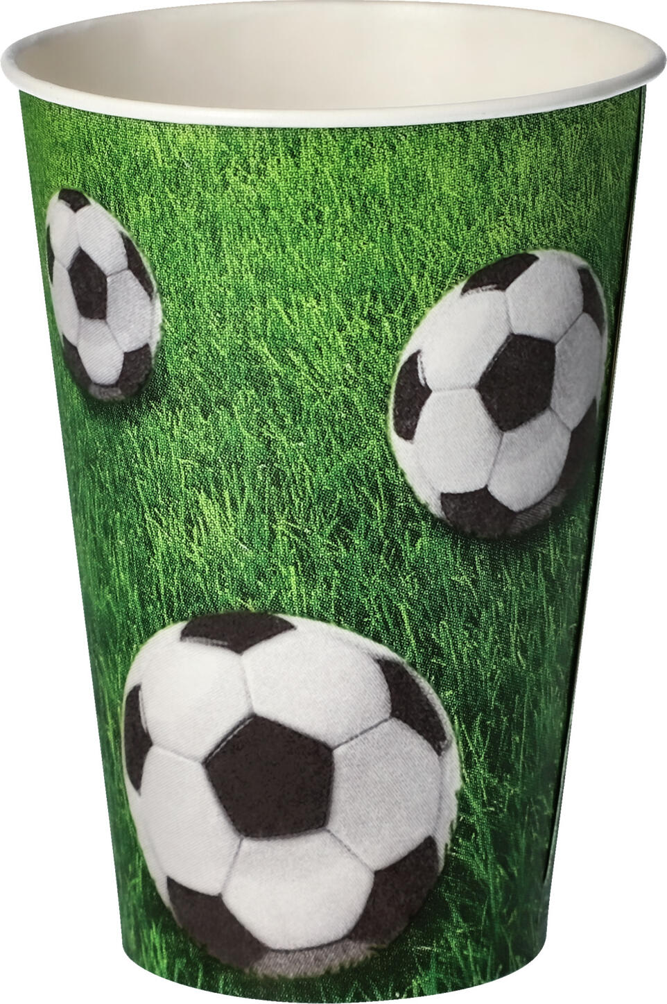 PAPSTAR Papstar GmbH Drinking cup Football Trinkbecher Football Drinking cup Football; 200 ml, 7x9.7 cm (ØxH); white/green; 140 piece / pack Trinkbecher Football; 200 ml, 7x9.7 cm (ØxH); weiß/grün; 140 Stück / Pack The disposable party series made from wood and cellulose fibres - free from petroleum-based plastics. Drinking cup cardboard, 0.2 litre, Ø 7 cm, 9.7 cm ,football. Not suitable for drinks containing alcohol. 1 PU = 14x 10 pieces die Einweg-Partyserie aus Holz- und Zellulosefasern - frei von erdölbasierten Kunststoffen Trinkbecher Pappe 0,2L Ø 7 cm 9,7 cm Football nicht für alkoholhaltige Getränke geeignet 1 VE = 14x 10 Stück