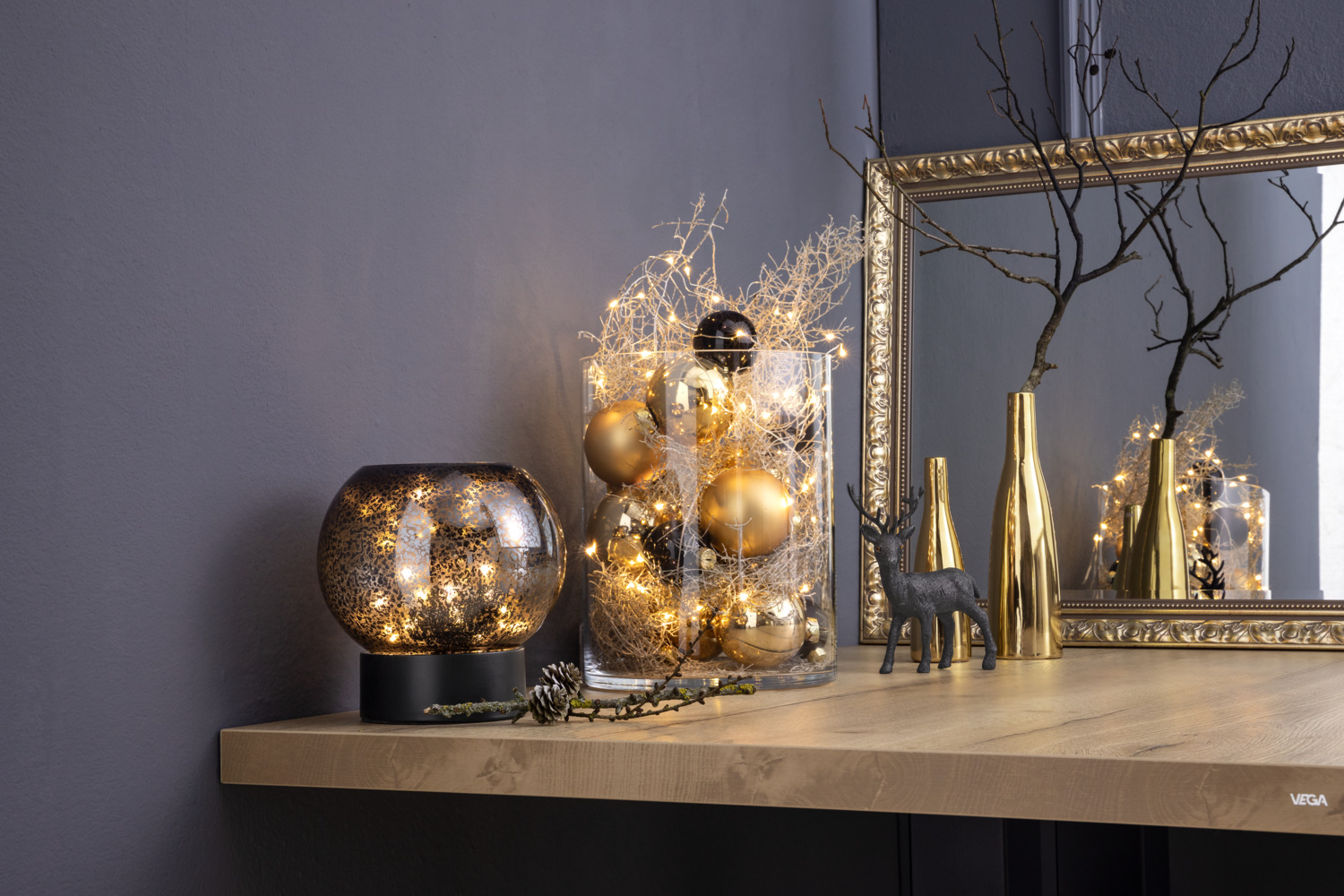Vega Ananda LED Fairy Lights, 330 cm Battery-Operated Decorative String Lights, Transparent Plastic, 3 AA Battery Powered