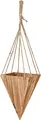 Vega Bosso Hanging Plant Pot, Pyramid Wooden Basket for Artificial Plants with Hanging Rope, Brown, 20x20x30 cm