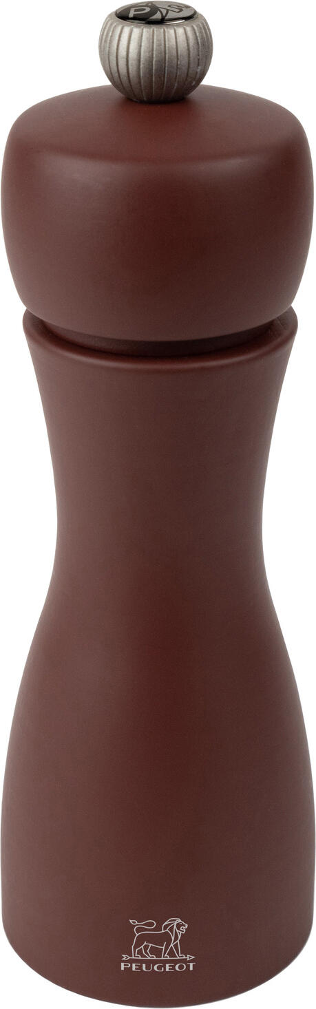Peugeot Peugeot Saveurs SNC Pepper mill Tahiti Pfeffermühle Tahiti Pepper mill Tahiti; 15 cm (H); dark-brown; 6 piece / pack Pfeffermühle Tahiti; 15 cm (H); dunkelbraun; 6 Stück / Pack The Peugeot Tahiti series consists of trendy colors to combine, available as a pepper or salt mill. The mills shine in the colors of the elements fire, earth, water and air. The different but complementary colors ensure that the pepper and salt mills are easy to distinguish but still harmonize wonderfully. Combine the colors to match your color scheme. Naturally, the mills are equipped with the tried-and-tested original Peugeot grinder. Die Peugeot Tahiti-Serie besteht aus trendigen Farben zum Kombinieren, erhältlich als Pfeffer- oder Salzmühle. Die Mühlen erstrahlen in den Farben der Elemente Feuer, Erde, Wasser, Luft. Die unterschiedlichen aber komplementären Farben, sorgen dafür, dass Pfeffer- & Salzmühle leicht zu unterscheiden sind, aber trotzdem wunderbar harmonieren. Kombinieren Sie die Farben passend zu Ihrem Farbkonzept! Natürlich sind die Mühlen mit dem bewährten Original-Peugeot-Mahlwerk ausgestattet.