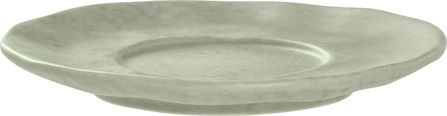 Farfurii pentru espresso VEGA Arona, porțelan colorat mat bej, margini neregulate și ondulate, 11 x 1.3 cm, rezistente la mașina de spălat vase și cuptor cu microunde