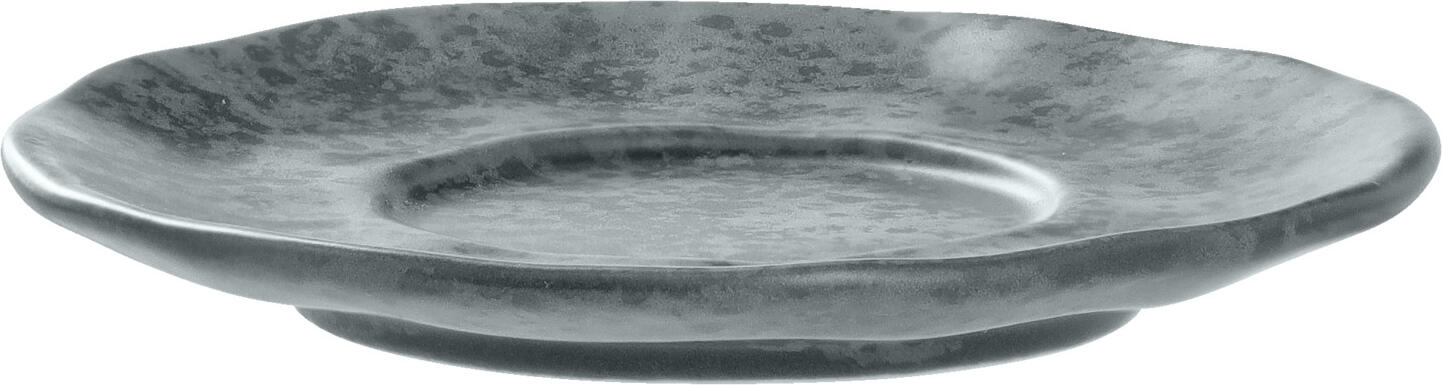 VEGA Arona Espresso Saucer, Anthracite Matt Glazed Colored Porcelain, Irregular Edges, Wavy Surface, Dishwasher and Microwave Safe, 11 cm Diameter