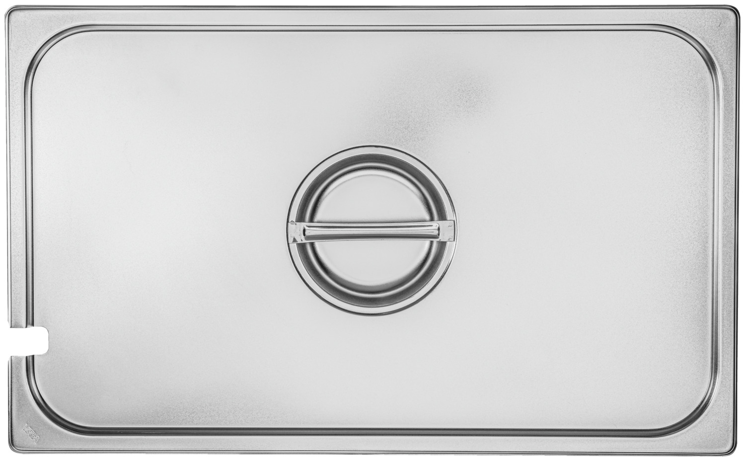 VEGA LUSINI Solutions GmbH GN lid 1/1 Premium with spoon recess GN-Deckel 1/1 Premium mit Löffelaussparung GN lid 1/1 Premium with spoon recess; GN 1/1; silver; rectangular GN-Deckel 1/1 Premium mit Löffelaussparung; GN 1/1; silber; rechteckig GN lid 1/1 made of chrome-nickel stainless steel 18/10, with spoon recess. Dishwasher safe. GN-Deckel aus Chrom-Nickel-Edelstahl 18/10, rostfrei, mit Löffelaussparung. Spülmaschinengeeignet.
