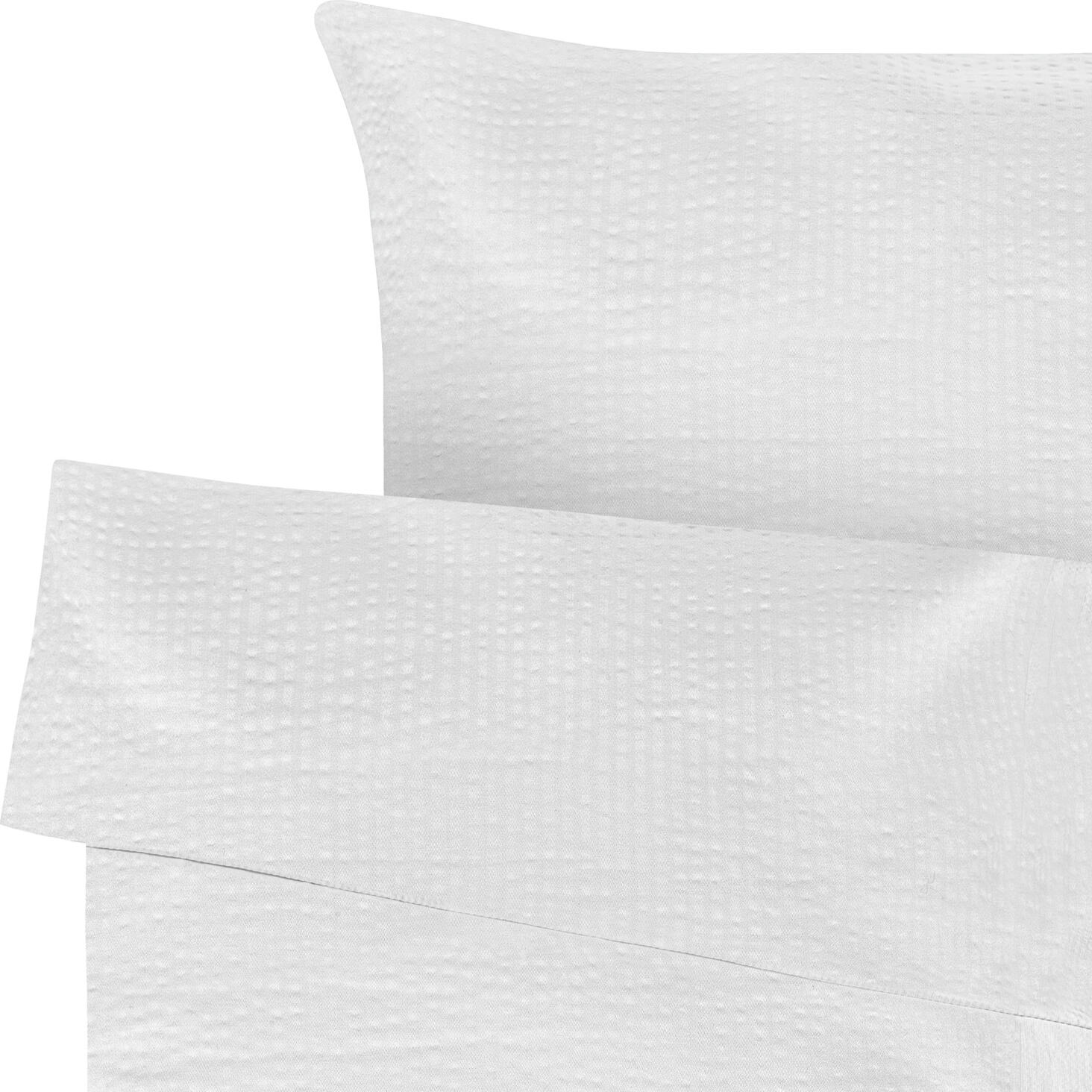ERWIN M. LUSINI Antila Seersucker Bedding Set, 100% Cotton, 200 TC, White, Duvet Cover 140x200 cm, Pillowcase 70x90 cm, OEKO-TEX Standard 100