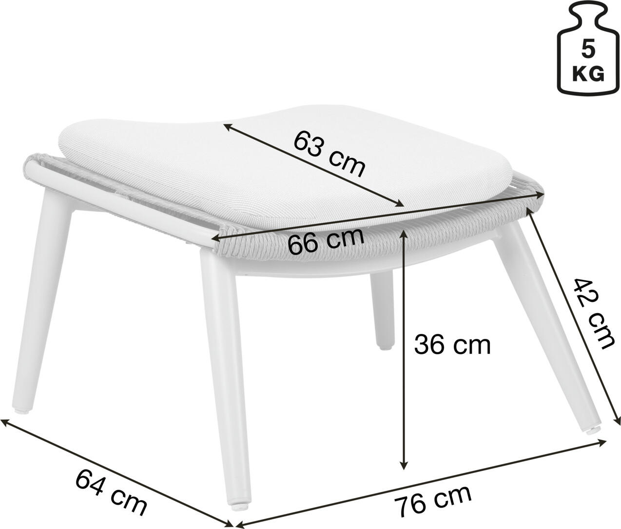 VEGA LUSINI Ondaro Outdoor Footstool Ottoman, Anthracite, Aluminum Frame, Quick-drying 100% Polyester Fabric, Removable Washable Cushion, 76x64x42.5 cm