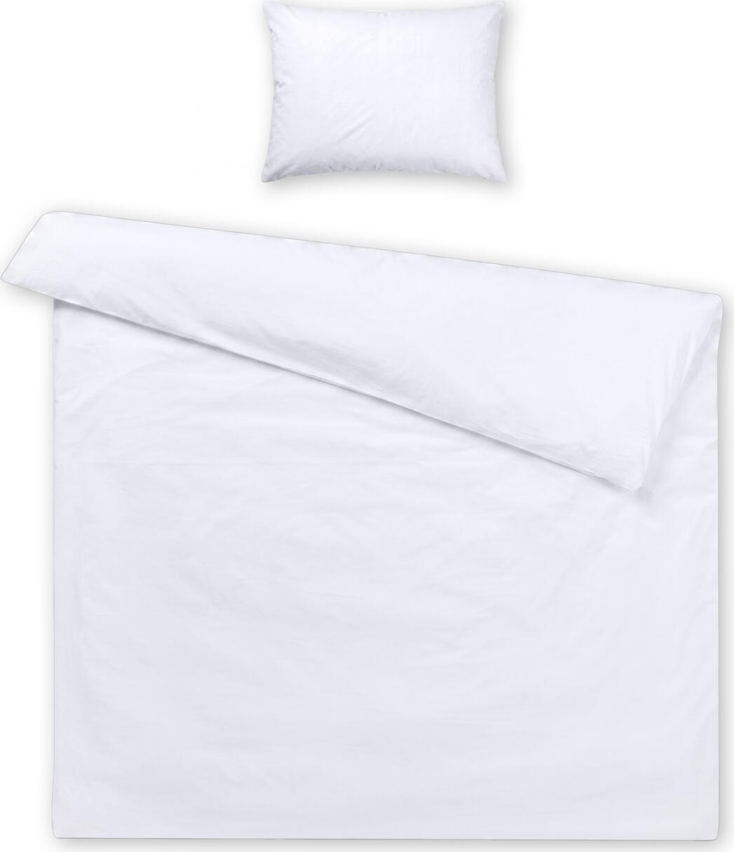 PULSIVA Parma Bed Linen Set, 100% Cotton Percale, 170 TC, 160x210 cm Duvet Cover, 50x70 cm Pillowcase, White, Hotel Closure, OEKO-TEX Standard 100