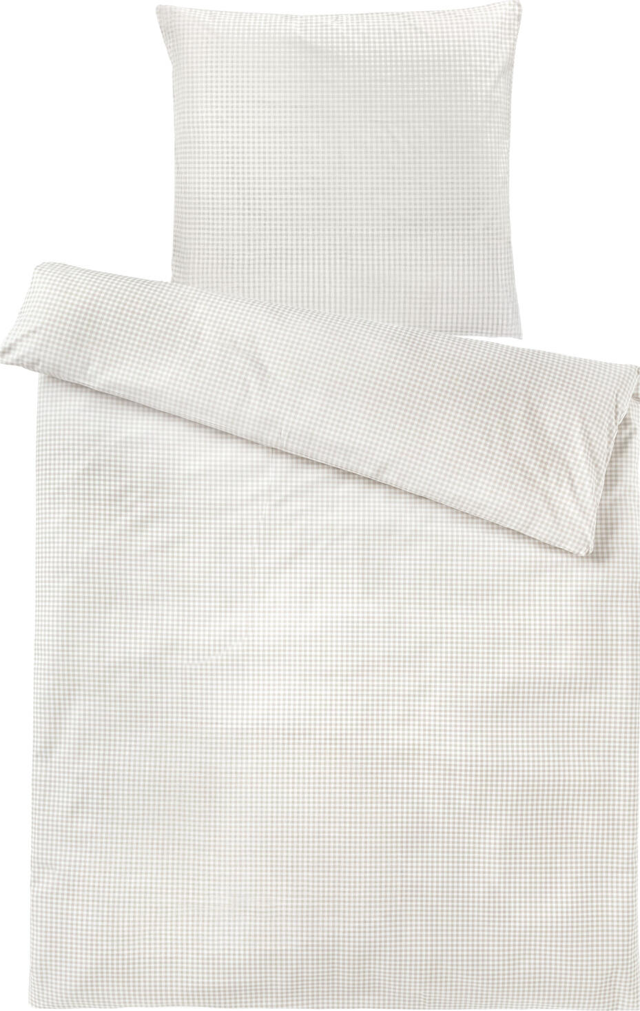 PULSIVA Riva Bed Linen Set, 100% Cotton Percale, 200 TC, Chequered Pattern, Hotel Fastening, OEKO-TEX Standard 100, 135x200 cm Duvet Cover, 80x80 cm Pillowcase