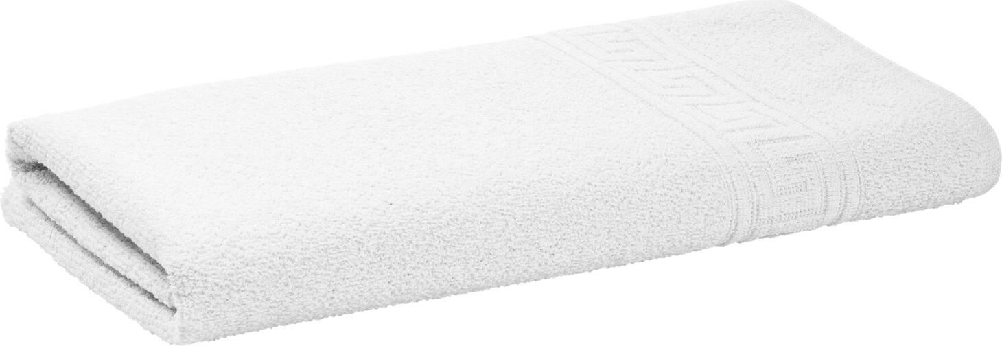 PULSIVA LUSINI Solutions GmbH Towel Athen Handtuch Athen Towel Athen; 50x100 cm (WxL); white; 10 piece / pack Handtuch Athen; 50x100 cm (BxL); weiß; 10 Stück / Pack 100% cotton. Weight approx. 400 g/m². Twisted terry hand towel with Greek border. Durable and absorbent in subtle pastel shades. Personalization possible. 100 % Baumwolle. Gewicht ca. 400 g/m². Zwirnfrottier Handtuch mit griechischer Bordüre. Langlebig und saugfähig in dezenten Pastelltönen. Personalisierung möglich.