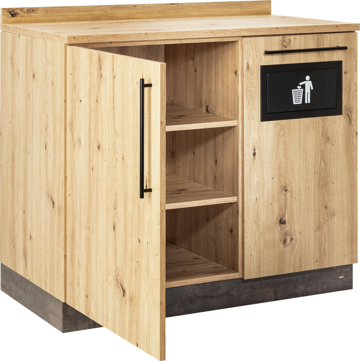 VEGA Baristo Basic Serving Station, Wood-based Panels, 110x61x99.5cm, Wild Oak, Built-in Waste System 20L, Adjustable Shelves, Service Station