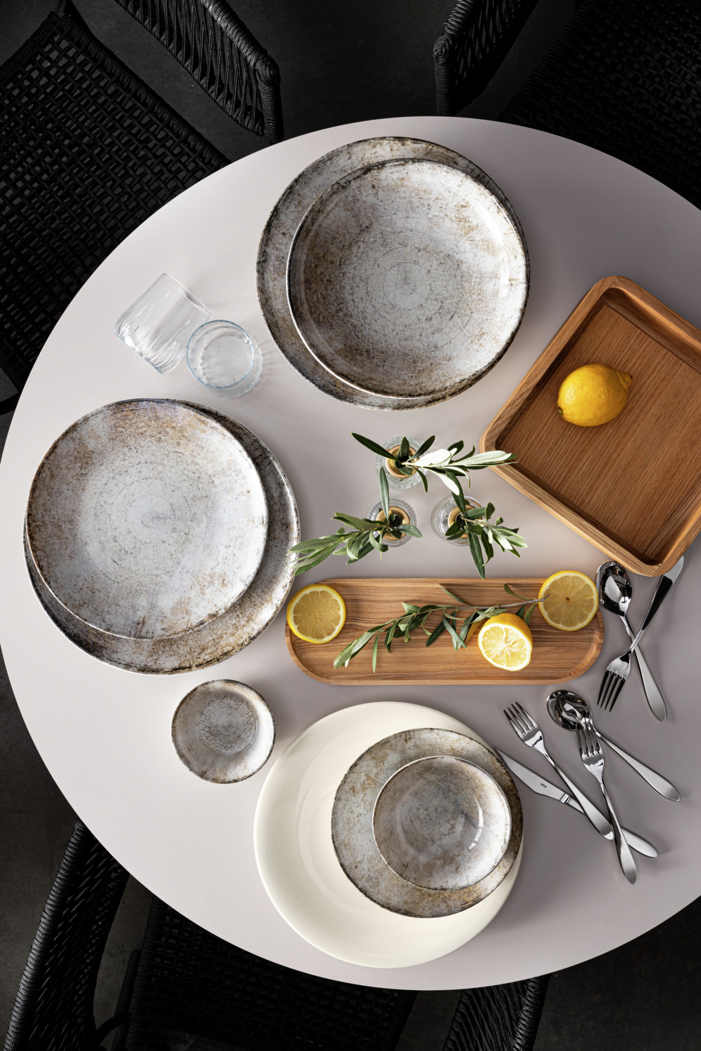 VEGA Gironia Porcelain Flat Plate, Digital Print Design, Round Taupe Beige, 16.5 cm, Dishwasher and Microwave Safe
