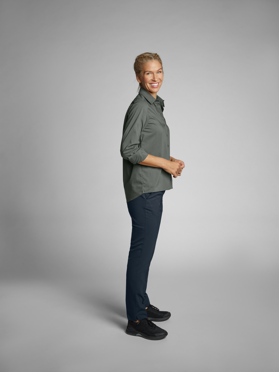 Jobeline Porter Women's Long Sleeve Blouse, Comfort Fit A-line Shirt, 67% Cotton 33% Polyester, Classic Collar, OEKO-TEX Certified Professional Wear